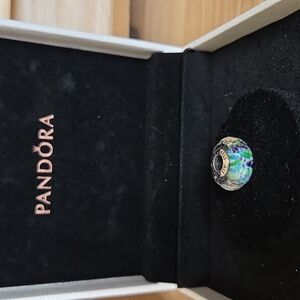 Pandora Sterling Silver Fancy Murano Glass In Sea Blue Green and Purple